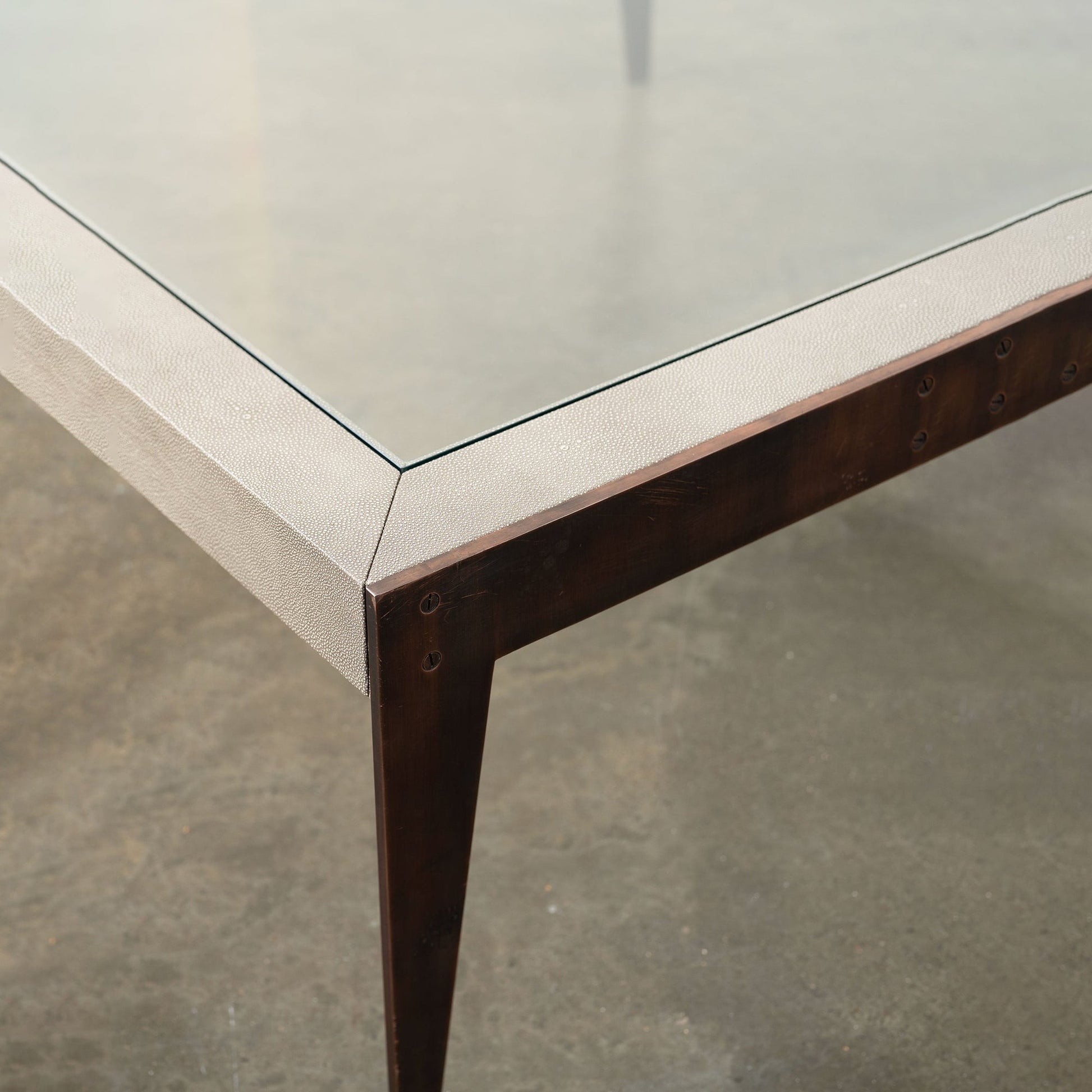 Bespoke Shagreen and Brass Coffee Table Coffee Tables
