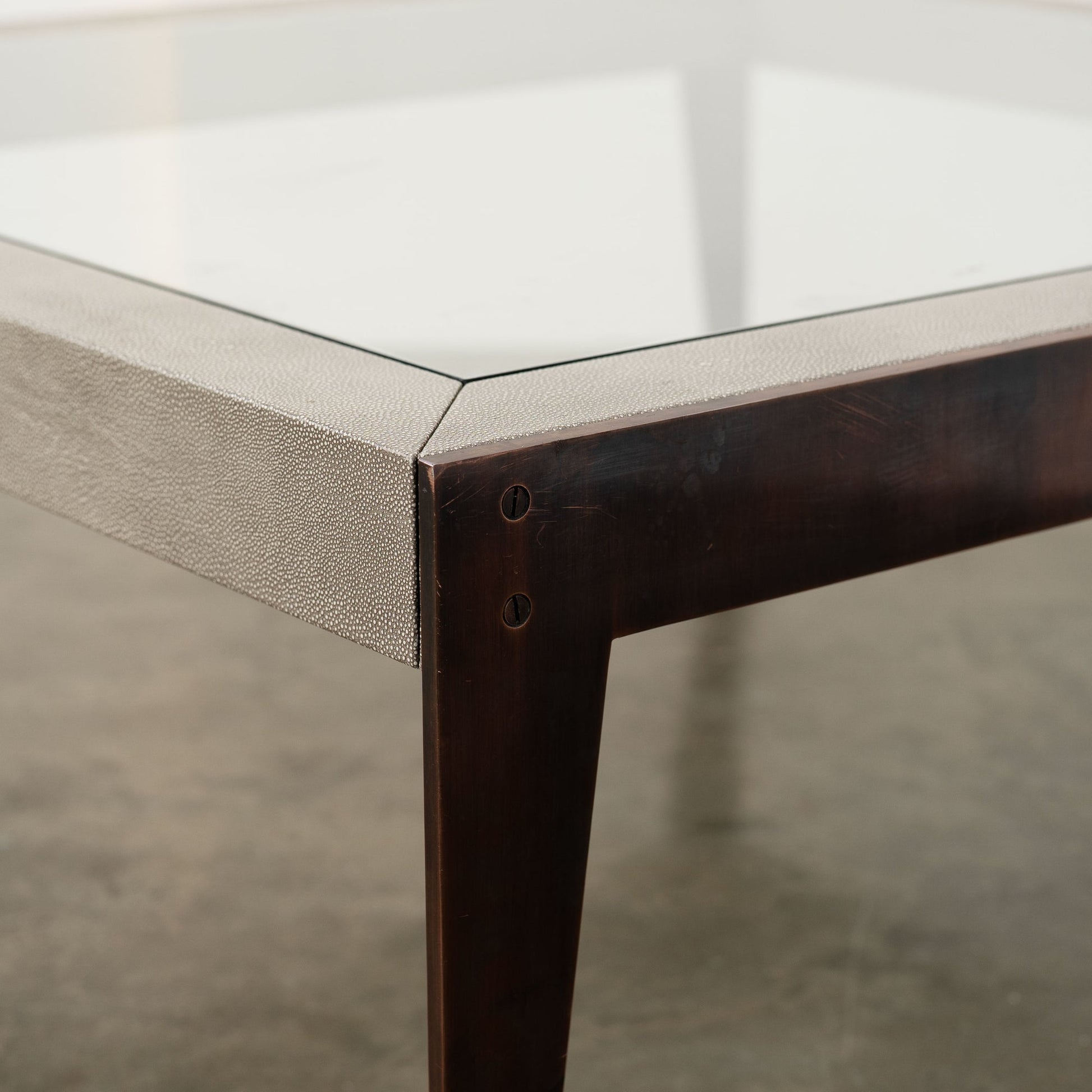 Bespoke Shagreen and Brass Coffee Table Coffee Tables