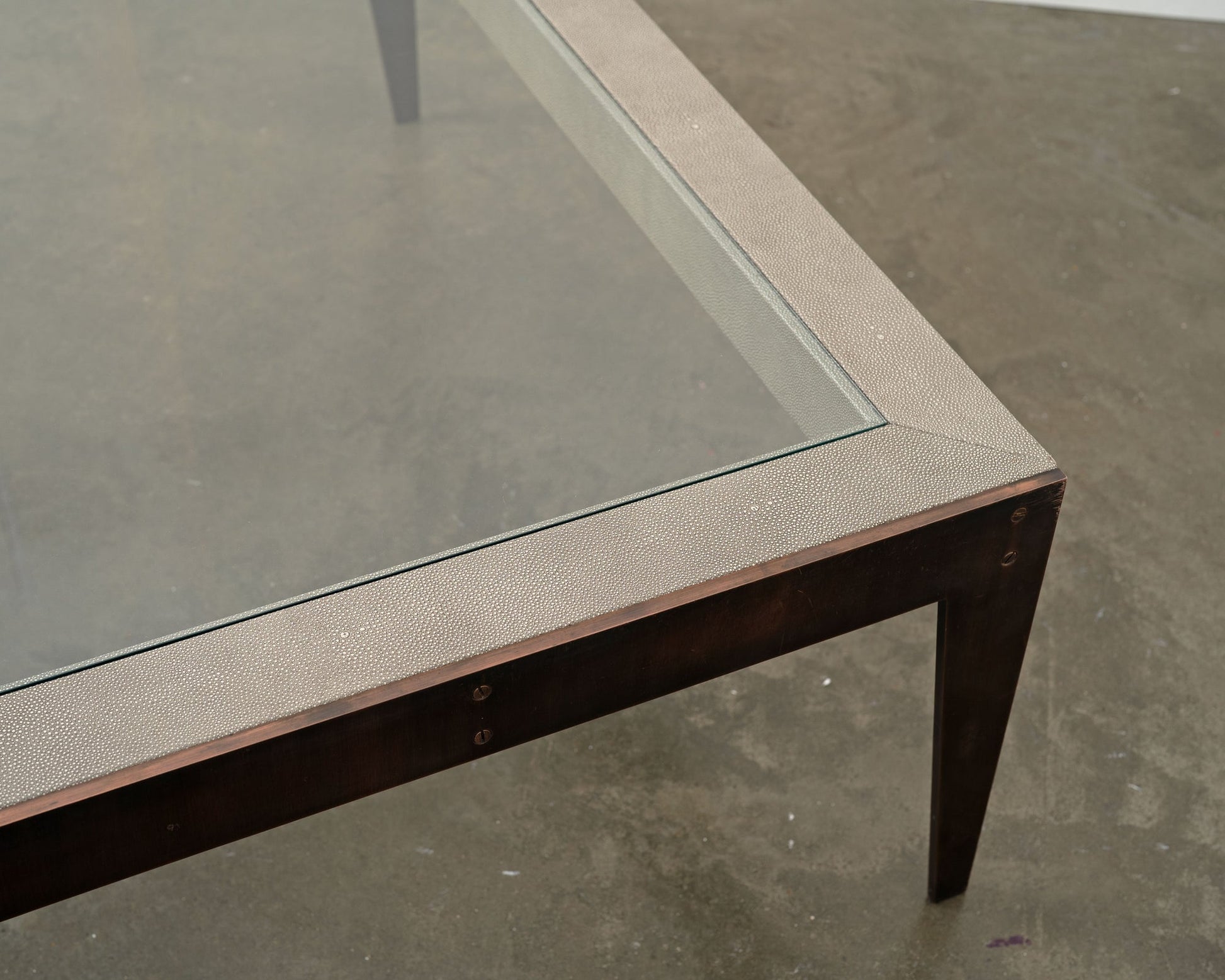 Bespoke Shagreen and Brass Coffee Table Coffee Tables
