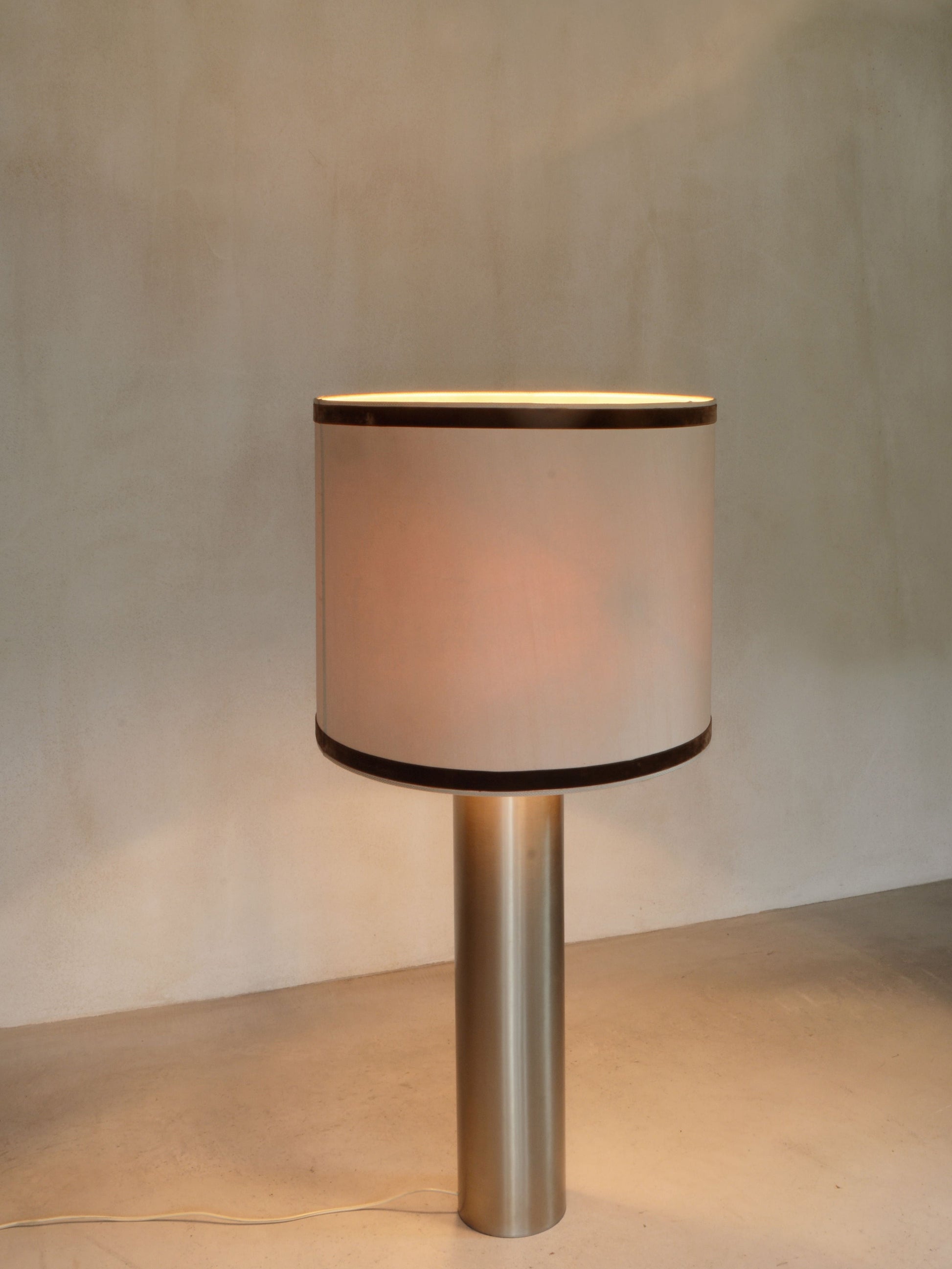 Big Table Lamp in Metal and Fabric, Ca.1960s Table Lamps