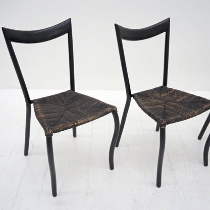 Set of 4 Black Manila Dining Chairs by Val Padilla for Conran, ca. 1980 Dining Chairs