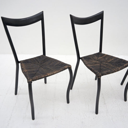 Set of 4 Black Manila Dining Chairs by Val Padilla for Conran, ca. 1980 Dining Chairs