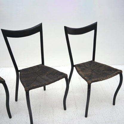 Set of 4 Black Manila Dining Chairs by Val Padilla for Conran, ca. 1980 Dining Chairs