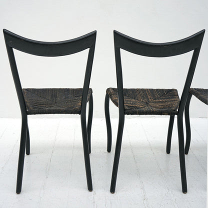 Set of 4 Black Manila Dining Chairs by Val Padilla for Conran, ca. 1980 Dining Chairs