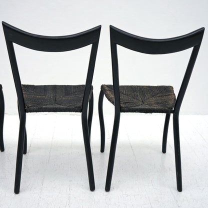 Set of 4 Black Manila Dining Chairs by Val Padilla for Conran, ca. 1980 Dining Chairs
