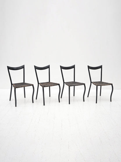Set of 4 Black Manila Dining Chairs by Val Padilla for Conran, ca. 1980 Dining Chairs