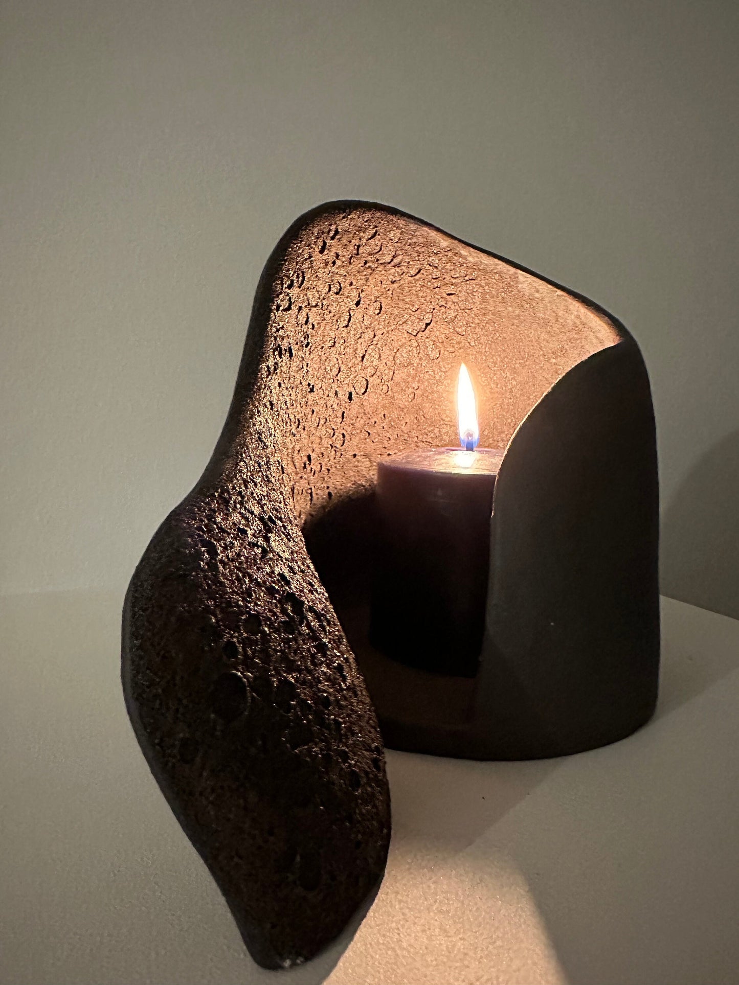 Black Ceramic Candle Holder by Maku Ceramics