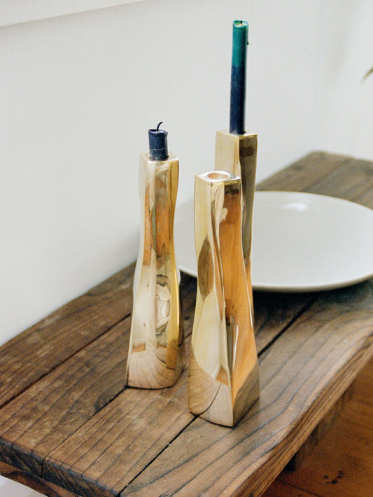 Brass Sculptural Candleholder Candle Holders