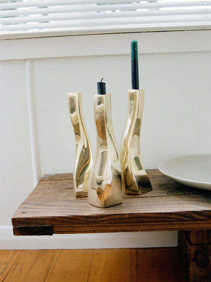 Brass Sculptural Candleholder Candle Holders