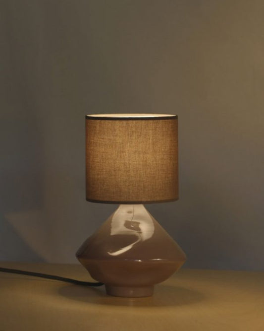 Brown Cylindrical Glass Lamp Table Lamps