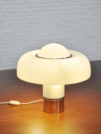 1970s Luigi Massoni Brumbury Table Lamp, Acrylic and Chromed Metal Table Lamps