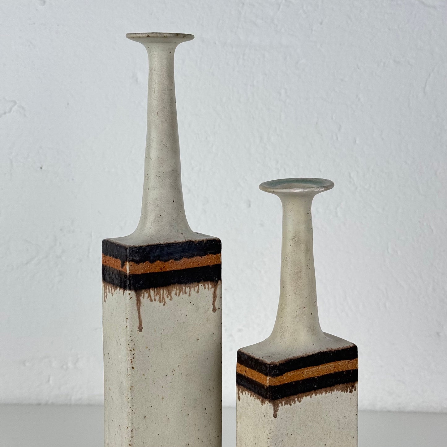 Bruno Gambone - Pair of Signed Italian Glazed Ceramic Vases, Sculptural Minimal Vases