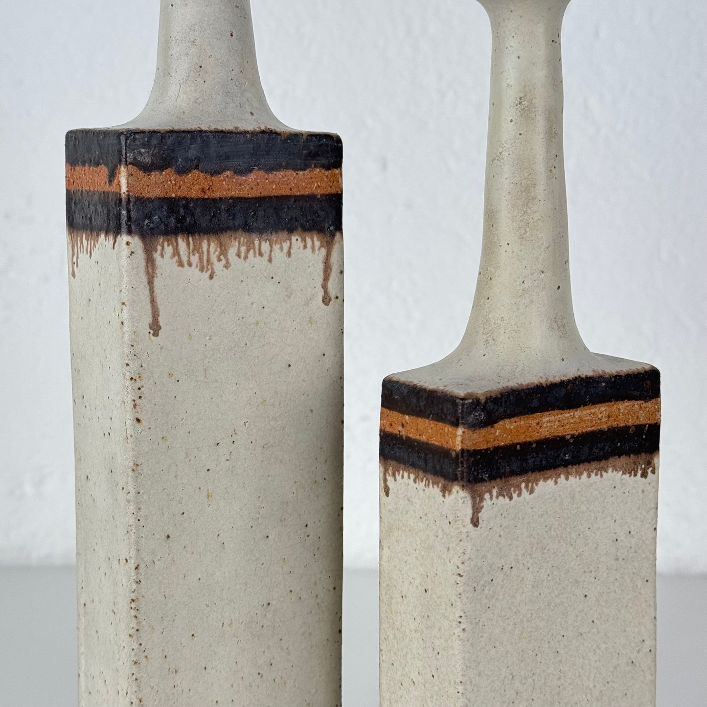 Bruno Gambone - Pair of Signed Italian Glazed Ceramic Vases, Sculptural Minimal Vases