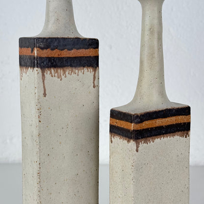Bruno Gambone - Pair of Signed Italian Glazed Ceramic Vases, Sculptural Minimal Vases