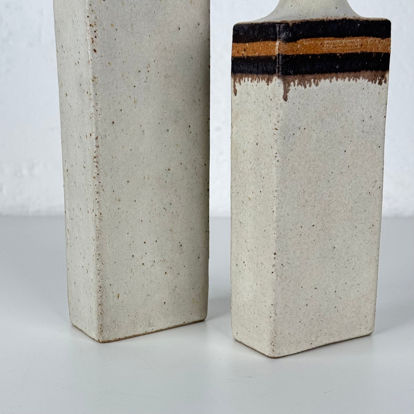 Bruno Gambone - Pair of Signed Italian Glazed Ceramic Vases, Sculptural Minimal Vases