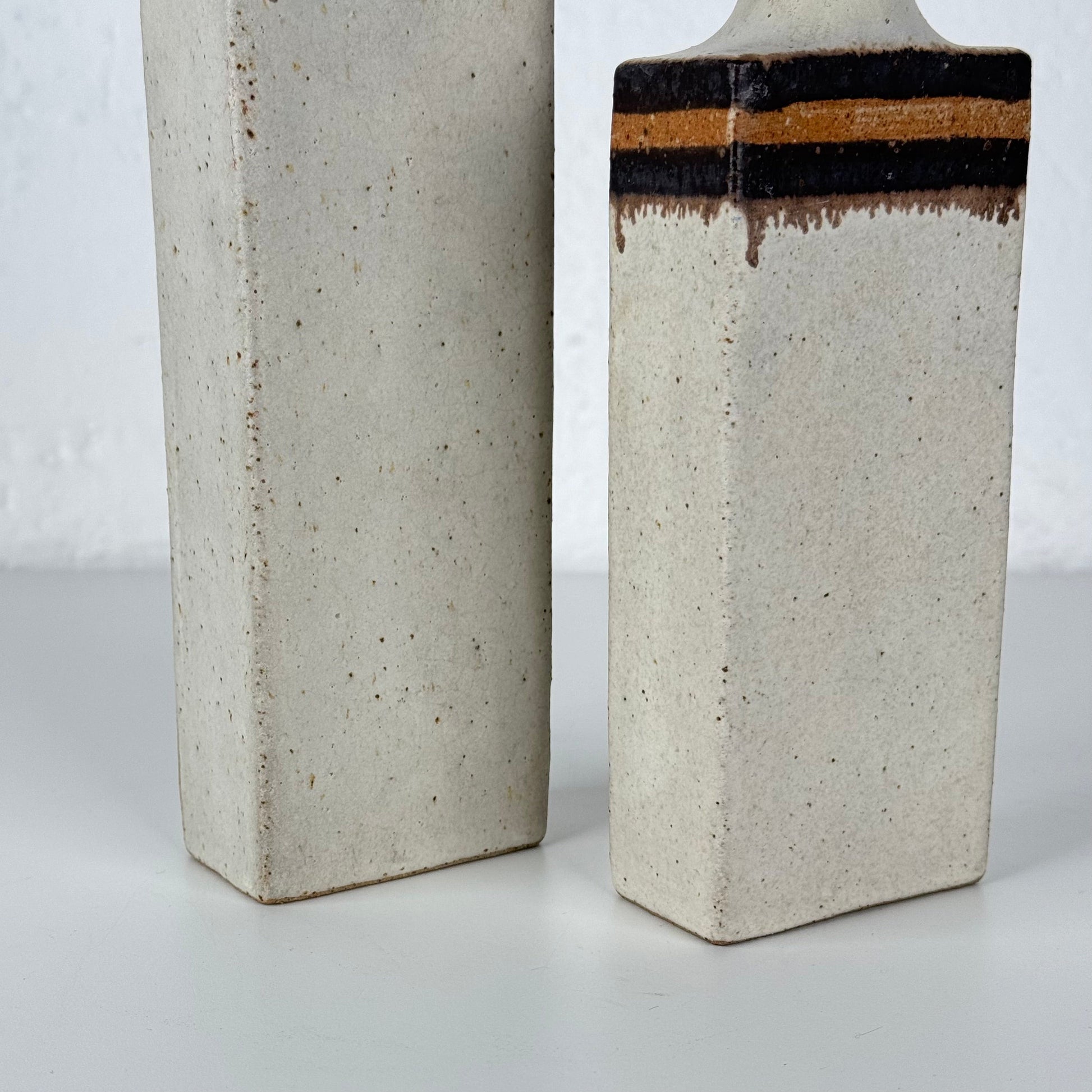 Bruno Gambone - Pair of Signed Italian Glazed Ceramic Vases, Sculptural Minimal Vases