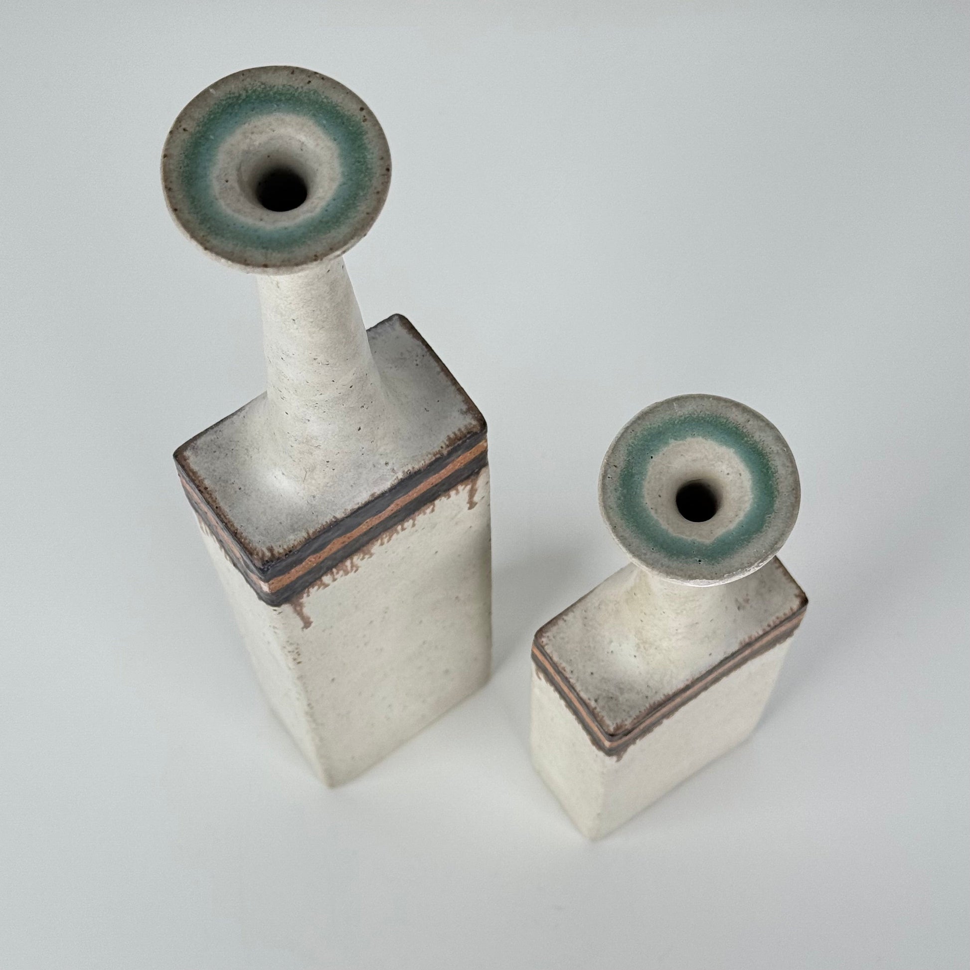 Bruno Gambone - Pair of Signed Italian Glazed Ceramic Vases, Sculptural Minimal Vases
