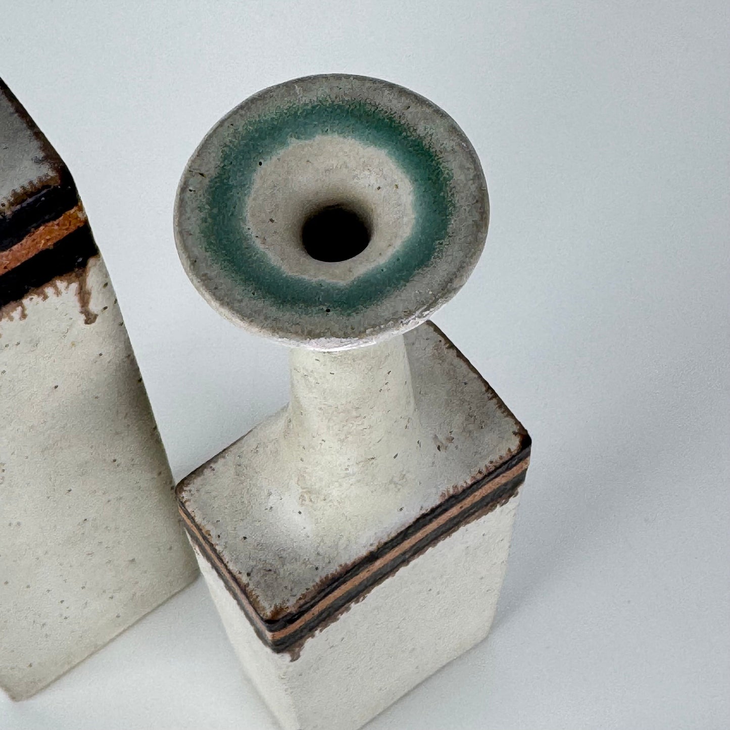 Bruno Gambone - Pair of Signed Italian Glazed Ceramic Vases, Sculptural Minimal Vases