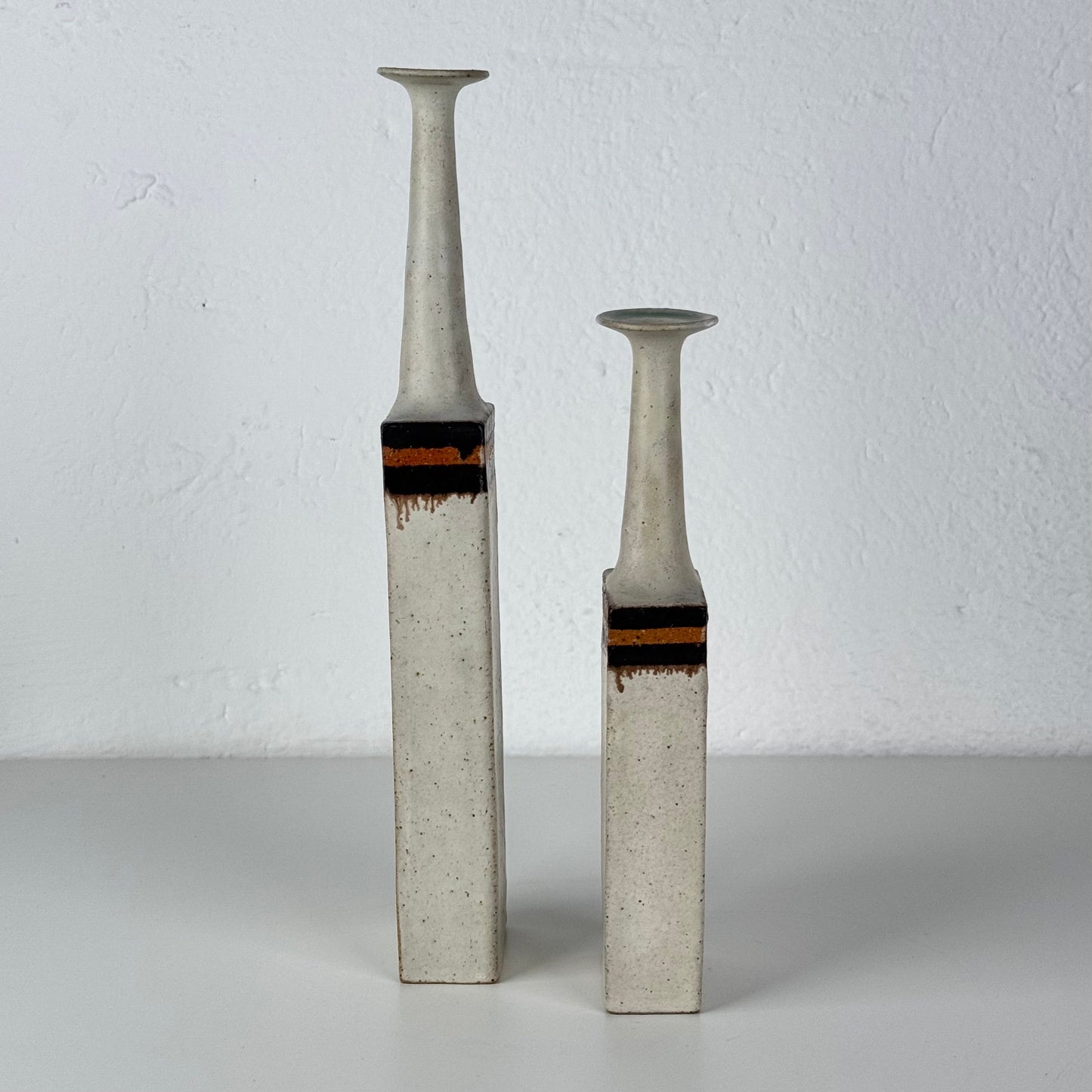 Bruno Gambone - Pair of Signed Italian Glazed Ceramic Vases, Sculptural Minimal Vases
