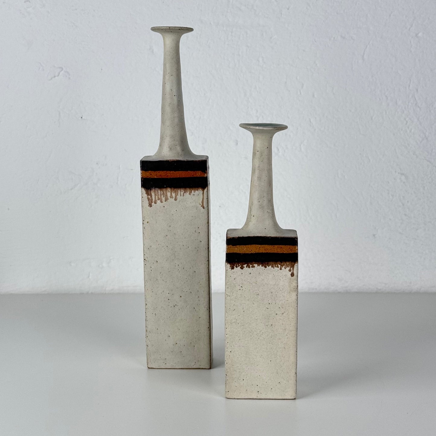 Bruno Gambone - Pair of Signed Italian Glazed Ceramic Vases, Sculptural Minimal Vases