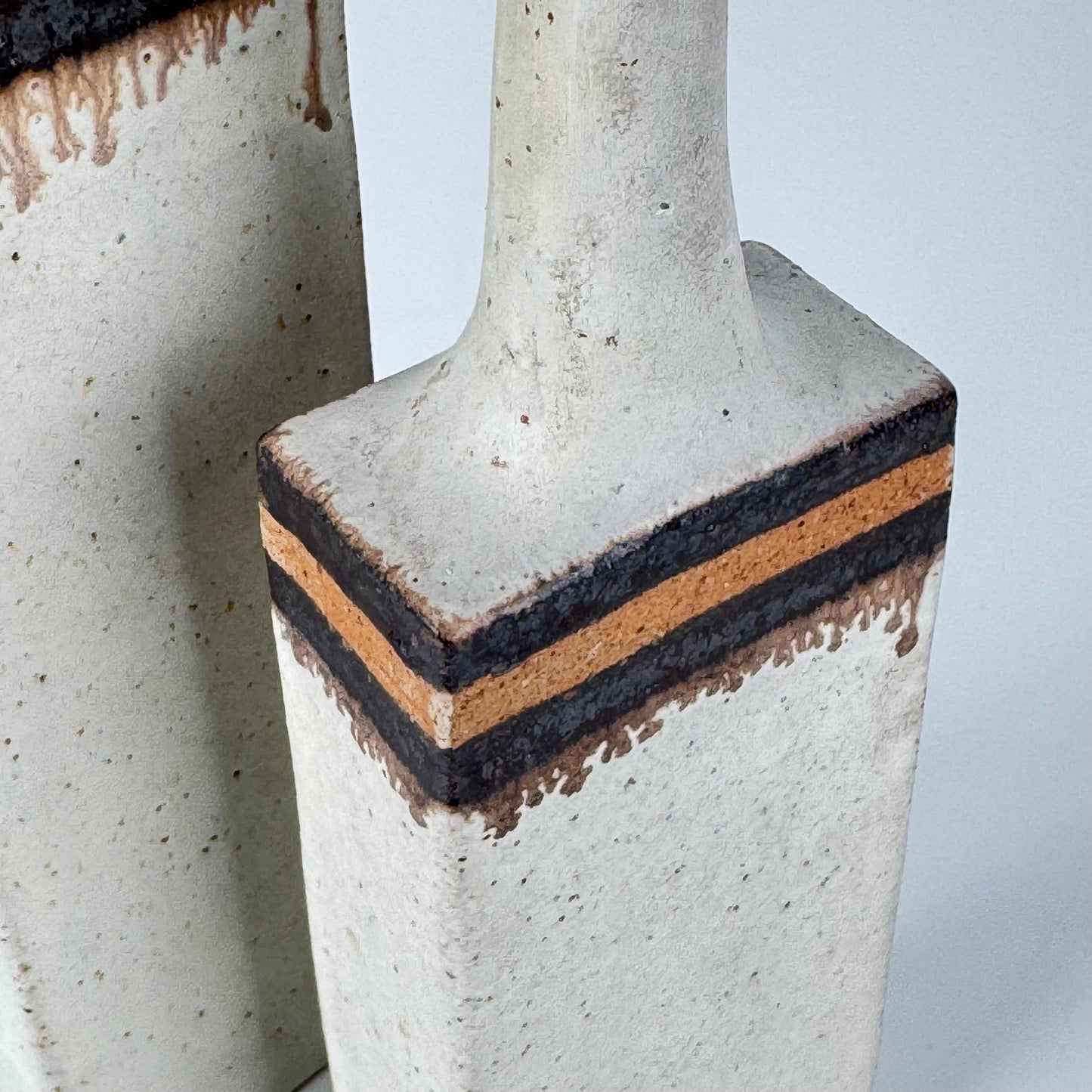 Bruno Gambone - Pair of Signed Italian Glazed Ceramic Vases, Sculptural Minimal Vases