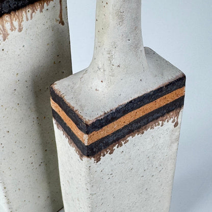 Bruno Gambone - Pair of Signed Italian Glazed Ceramic Vases, Sculptural Minimal Vases
