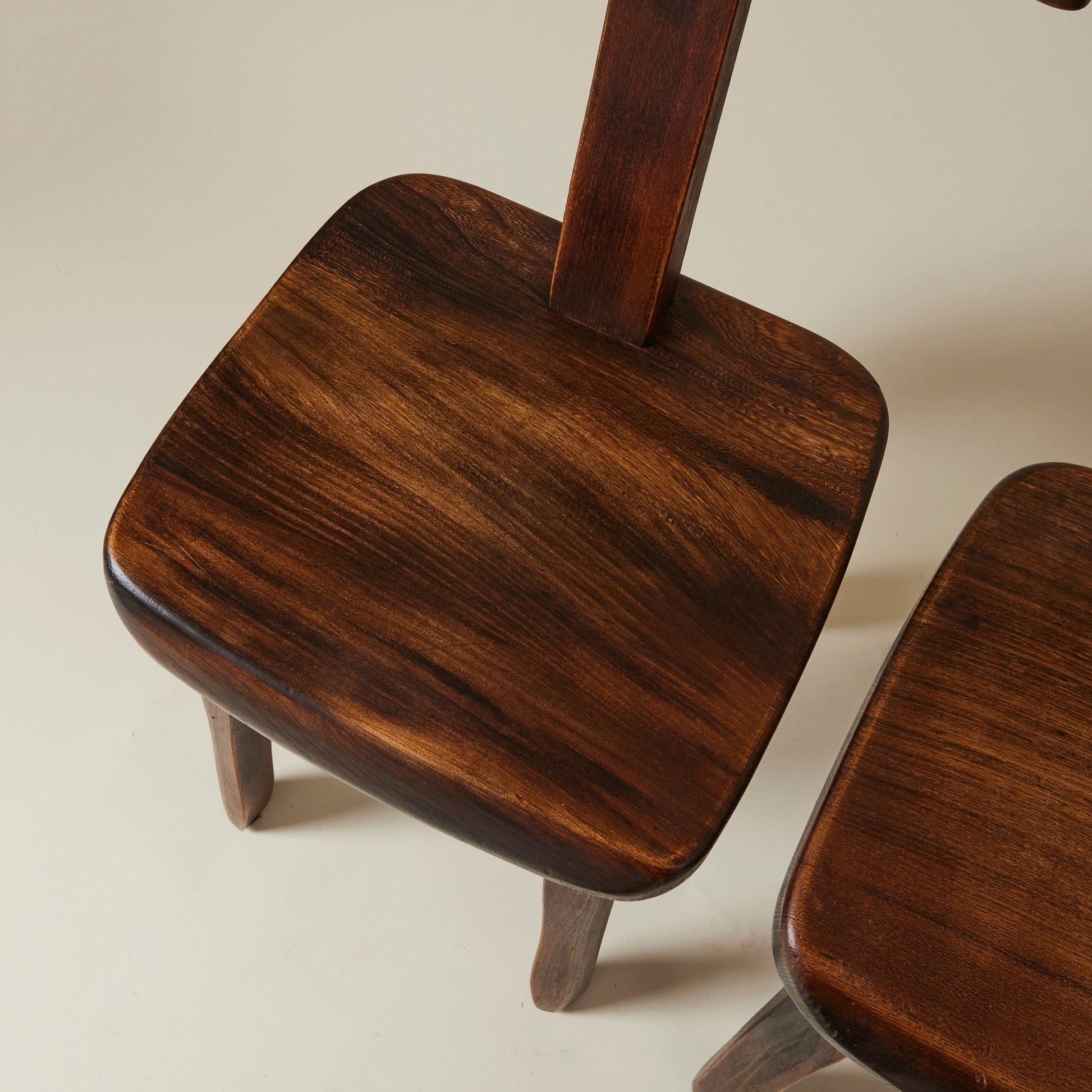 Brutalist Solid Wood Dining Chairs by Olavi Hanninen, Finland 1950s, Set of 4 Dining Chairs