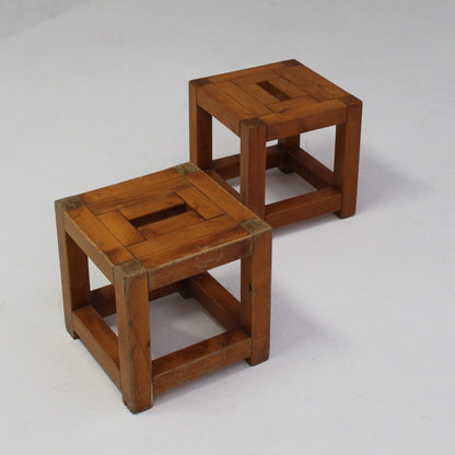 Brutalist Vintage Pinewood Dining Set, 70s Italy Dining Tables