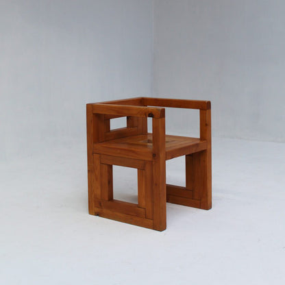 Brutalist Vintage Pinewood Dining Set, 70s Italy Dining Tables
