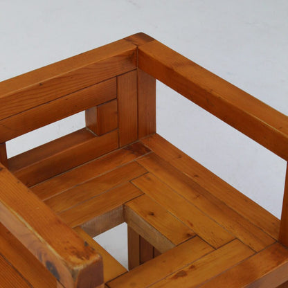 Brutalist Vintage Pinewood Dining Set, 70s Italy Dining Tables