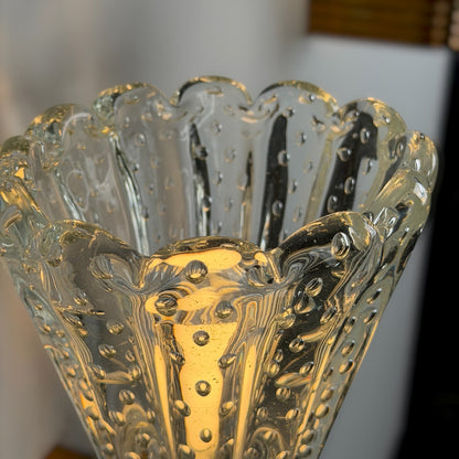 Pair of Monumental "Bullicante" Murano Glass Wall Lights by Ercole Barovier for Barovier & Toso, 1940s Sconces