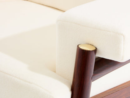 Carlo De Carli Pair of Armchairs in Rosewood Brass Leather, 1966 Chairs