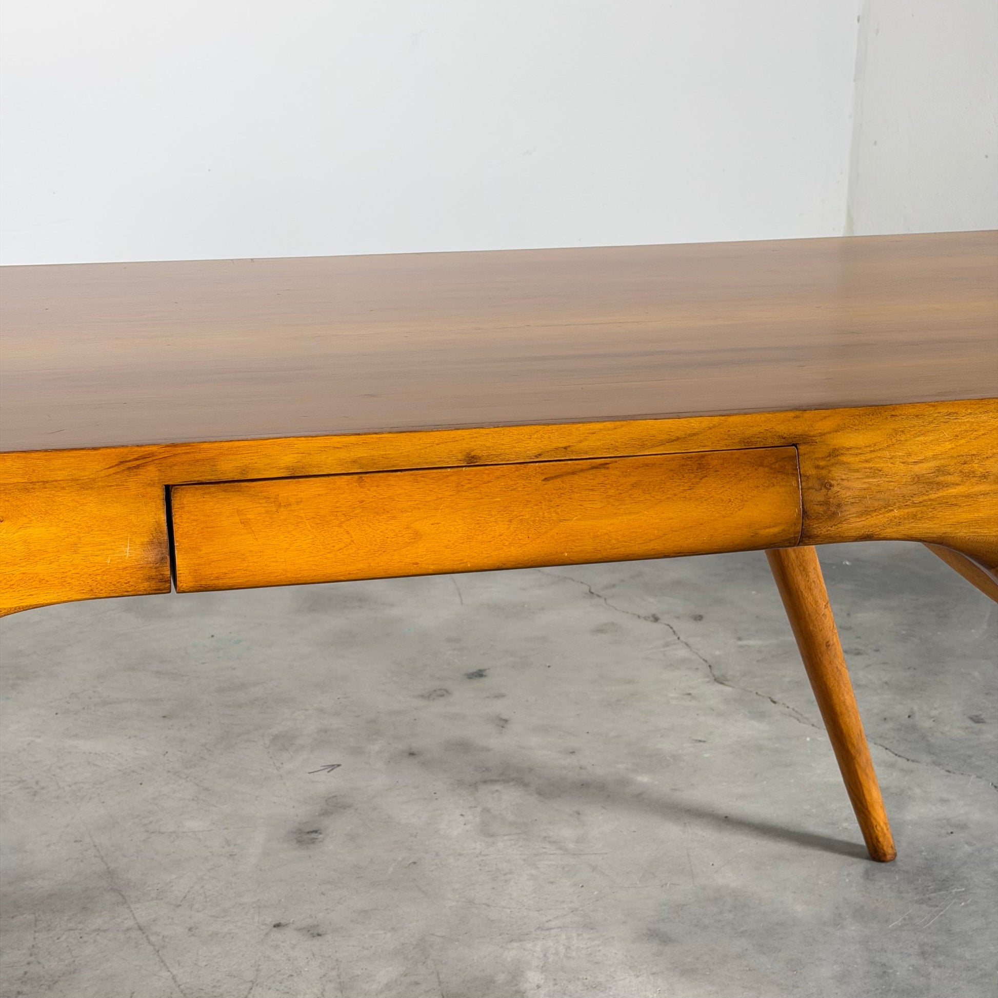 Carlo De Carli Sculptural Writing Desk in Walnut, Italy, 1950s Desks