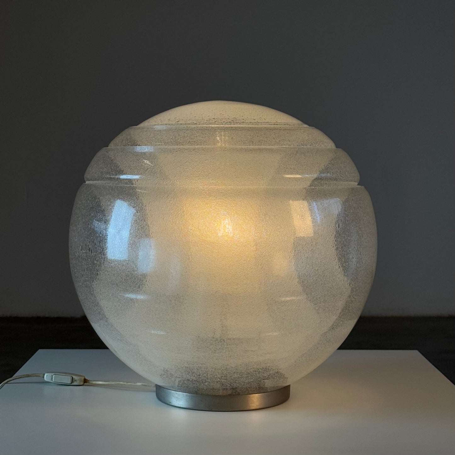Carlo Nason Model LT328 Italian Table Lamp, Pulegoso Glass, 1970s, Labeled Table Lamps