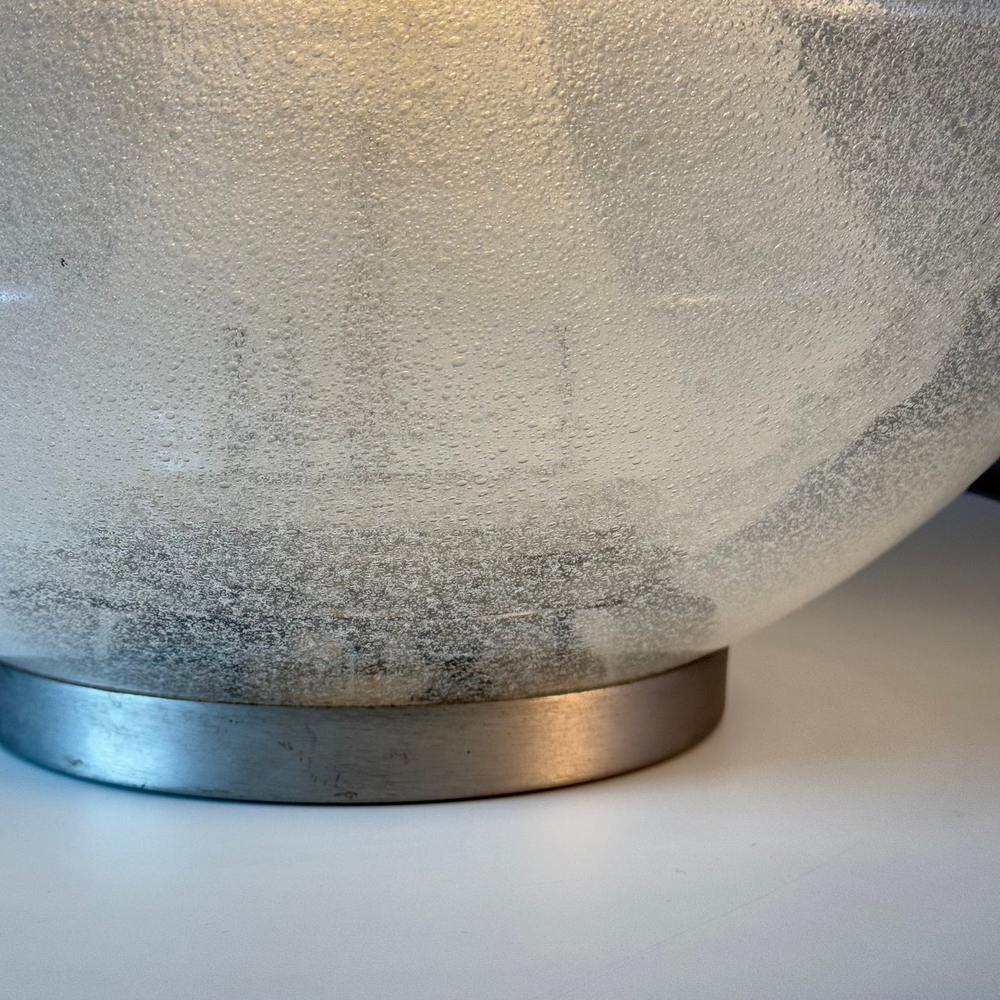 Carlo Nason Model LT328 Italian Table Lamp, Pulegoso Glass, 1970s, Labeled Table Lamps