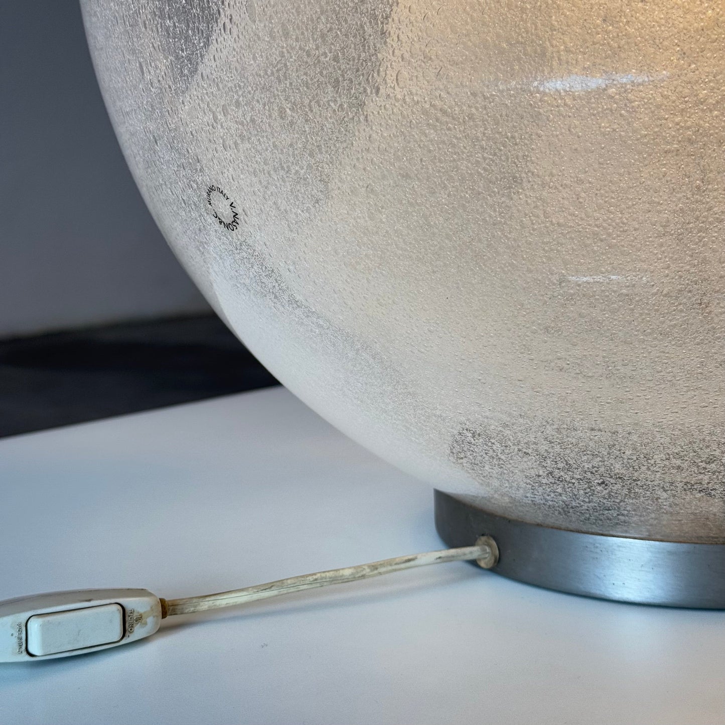 Carlo Nason Model LT328 Italian Table Lamp, Pulegoso Glass, 1970s, Labeled Table Lamps