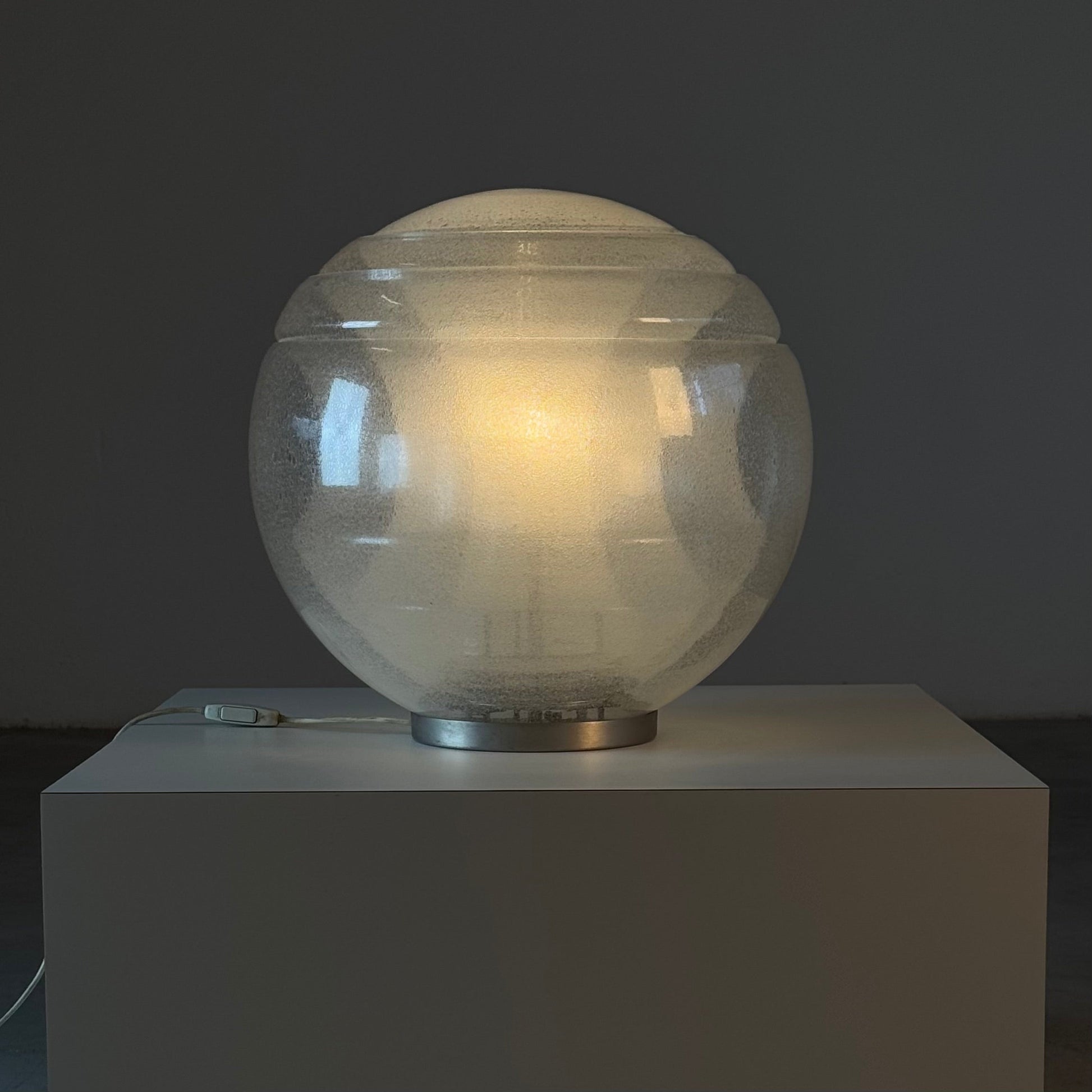 Carlo Nason Model LT328 Italian Table Lamp, Pulegoso Glass, 1970s, Labeled Table Lamps