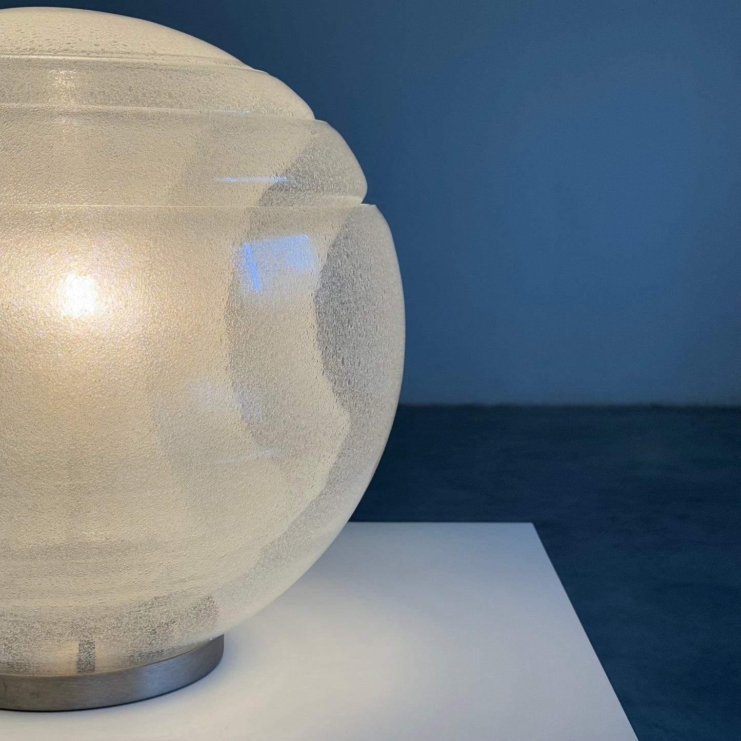 Carlo Nason Model LT328 Italian Table Lamp, Pulegoso Glass, 1970s, Labeled Table Lamps