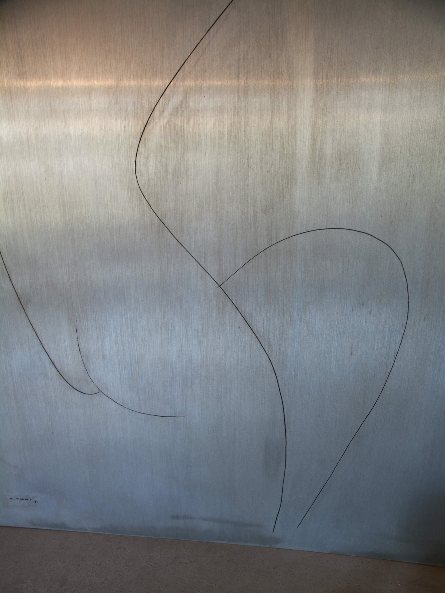 Carved Metal Artwork by The Renowned Italian Sculptor Alberto Viani, Female Nude, 1975 Artwork