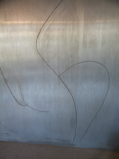 Carved Metal Artwork by The Renowned Italian Sculptor Alberto Viani, Female Nude, 1975 Artwork