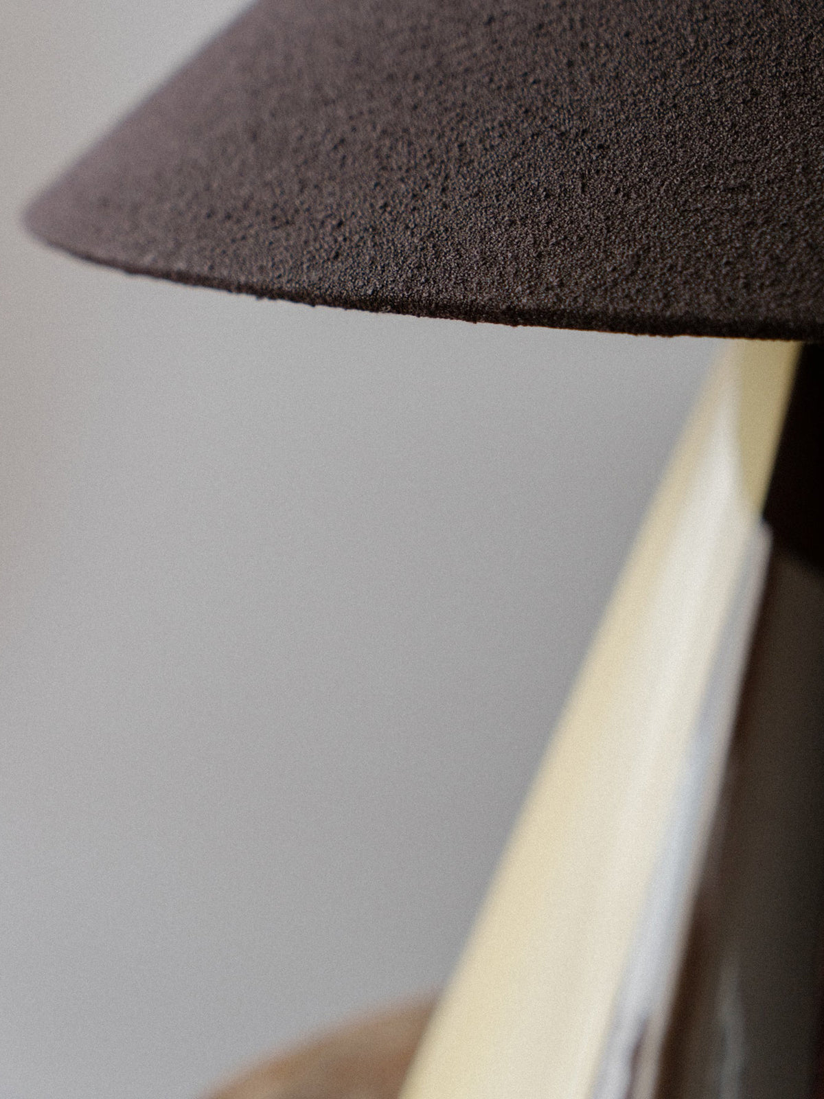 Caterina Table Lamp in Butter Ristretto, close up of the shade and base