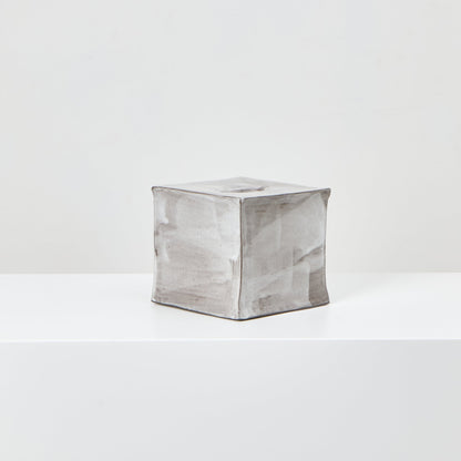 Ceramic Square Tissue Box in Brushed White on Grey Tissue Box