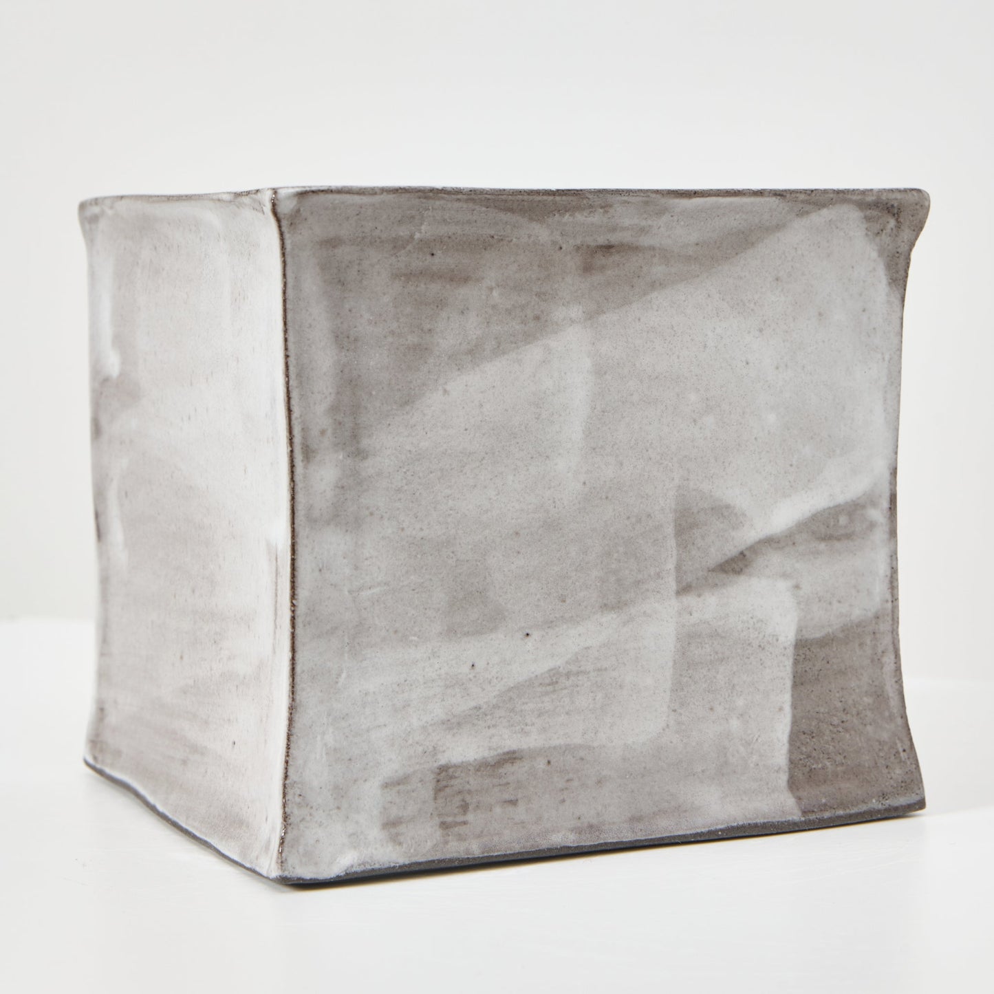 Ceramic Square Tissue Box in Brushed White on Grey Tissue Box