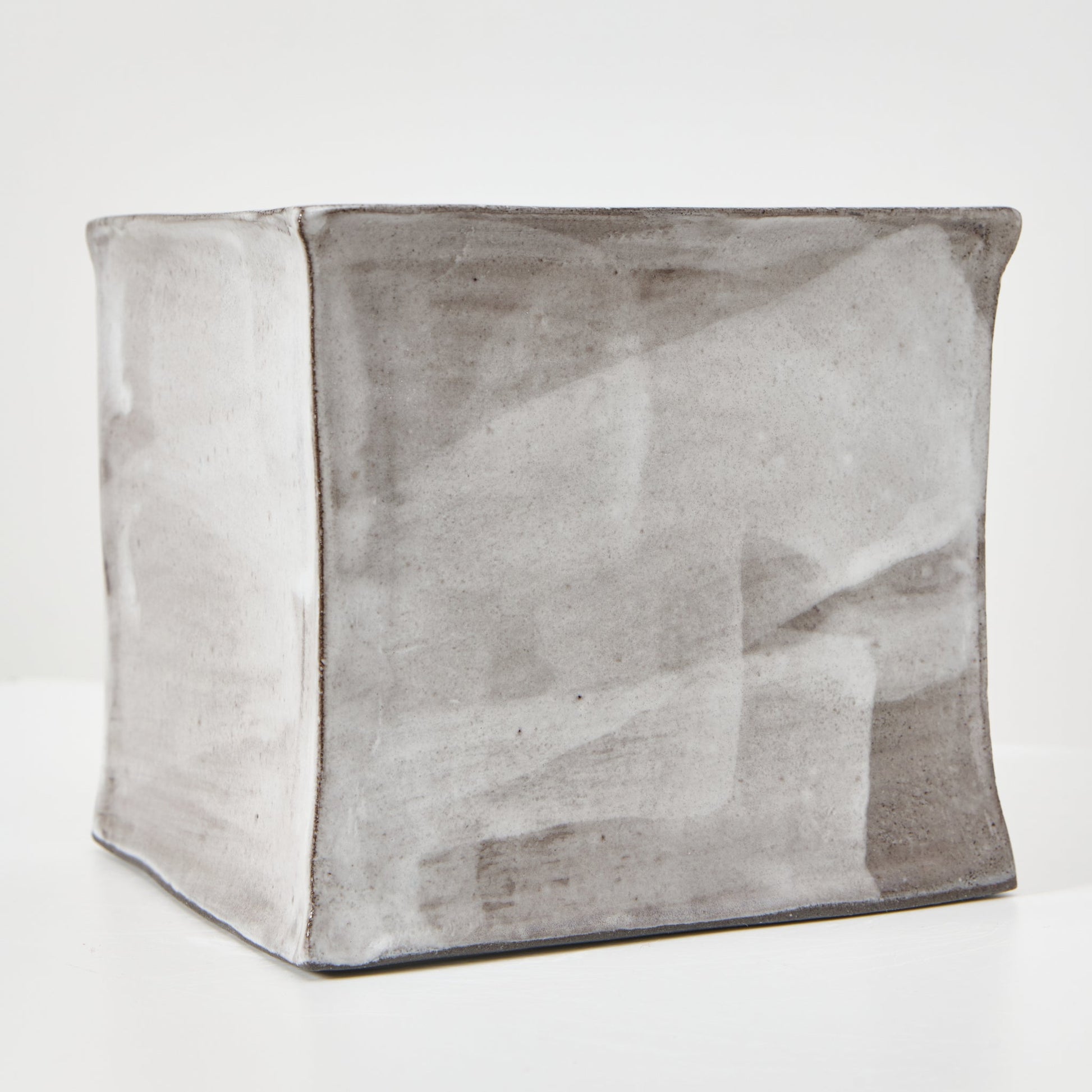 Ceramic Square Tissue Box in Brushed White on Grey Tissue Box