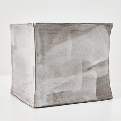 Ceramic Square Tissue Box in Brushed White on Grey Tissue Box
