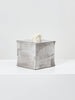Ceramic Square Tissue Box in Brushed White on Grey Tissue Box