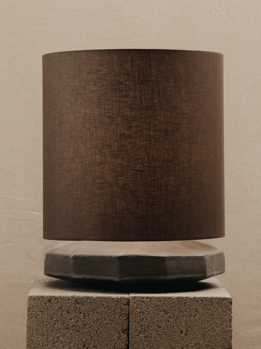 Radian Lamp in Charcoal Glaze with Slate Linen Table Lamps