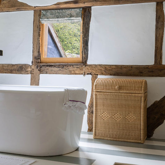 Chest Rattan Laundry Basket in Natural Bath