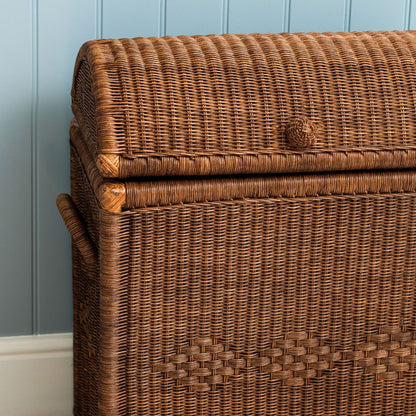 Chest Rattan Laundry Basket in Teak Bath