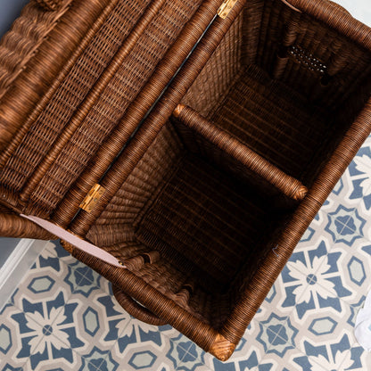 Chest Rattan Laundry Basket in Teak Bath